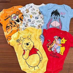 Bundle of 5 Disney Pooh Bear Onesies